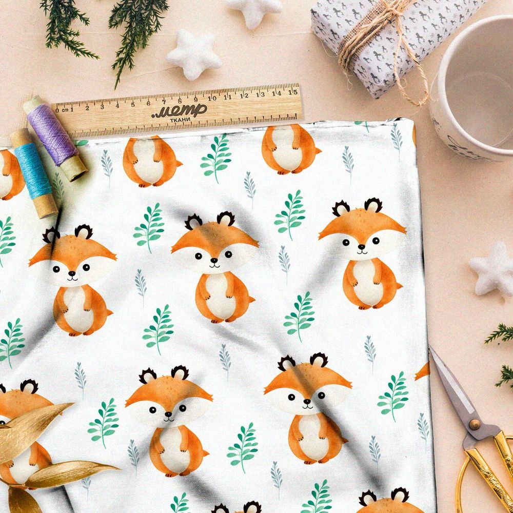 Ткань премиум атлас лесные зверьки