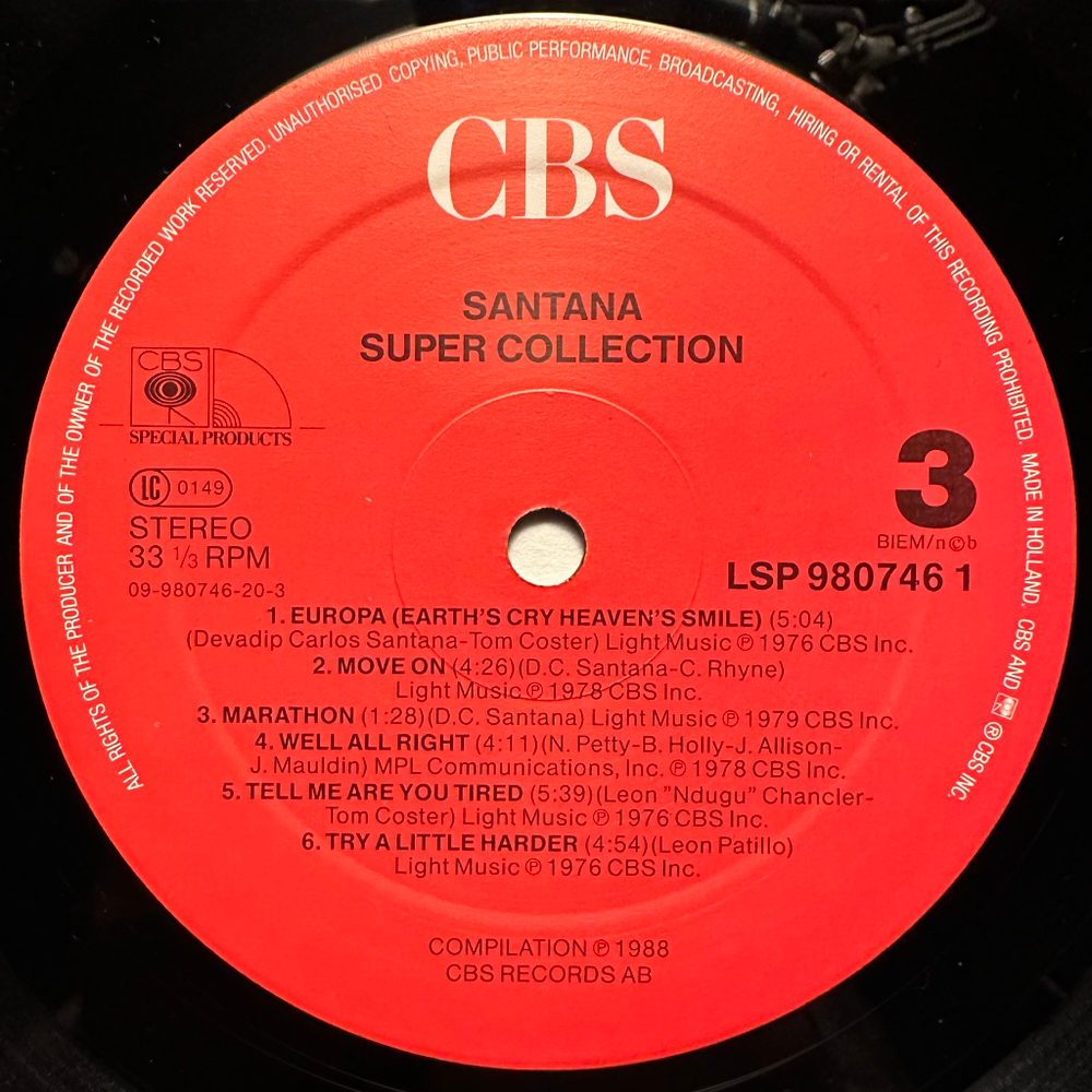 Santana - Super Collection 2LP (Англия 1988г.)