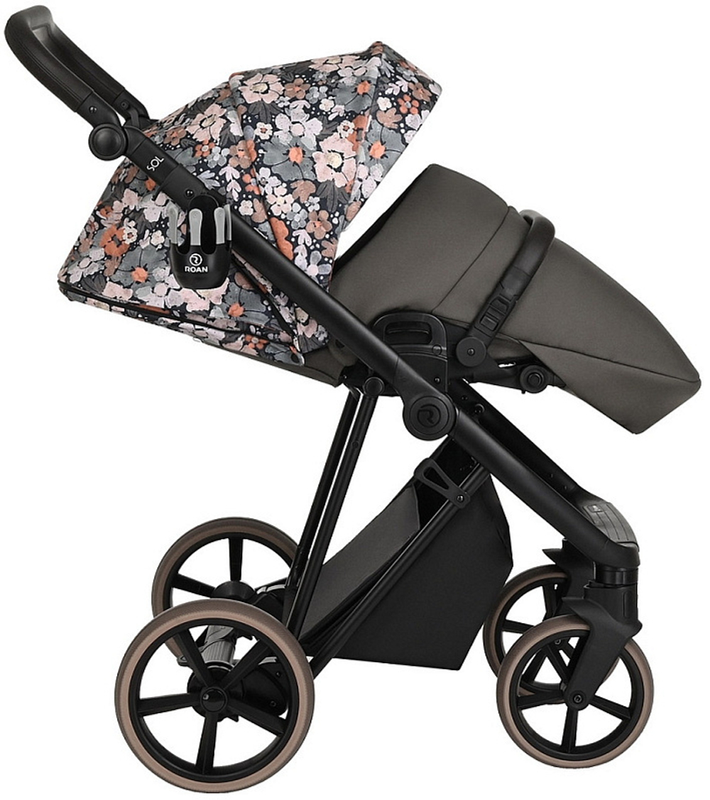Детская коляска Roan Sol Flowers 3 в 1 с автокреслом Tutis Elo Black RSF/5003 Forest Clearing/Black