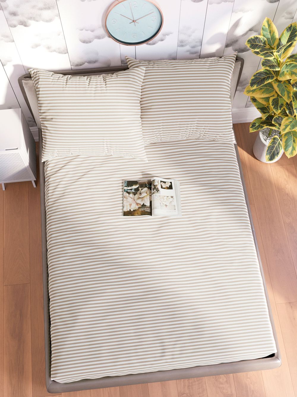 Постельное белье Milky Garden "Mary (компаньон)" семейное   наволочки 50х70 2шт Простынь на резинке 160х200 см  Пододеяльник 145х215 см(2шт)