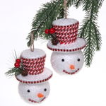 Ёлочные игрушки «Снеговик в шляпе со стразами» 10 см (набор 2 шт), Красный