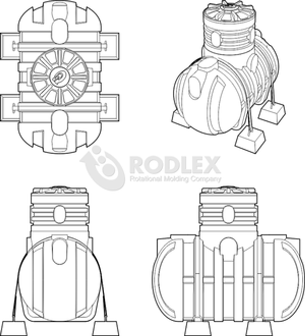 Станция биологической очистки BioBox Aero 20 с принудительным выбросом, насосом в отдельной кнс Родлекс 10000 л./ принудительный сброс / компрессорный аэрация (2400x3500x3000см;480кг;) - арт.559799