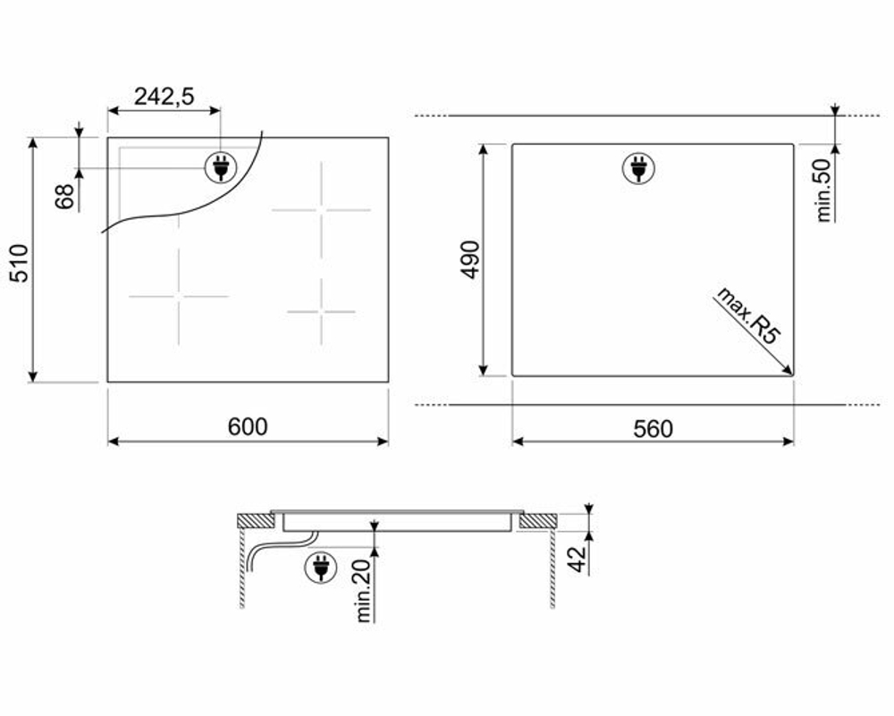 Электрическая варочная панель стеклокерамика SMEG SE364ETD