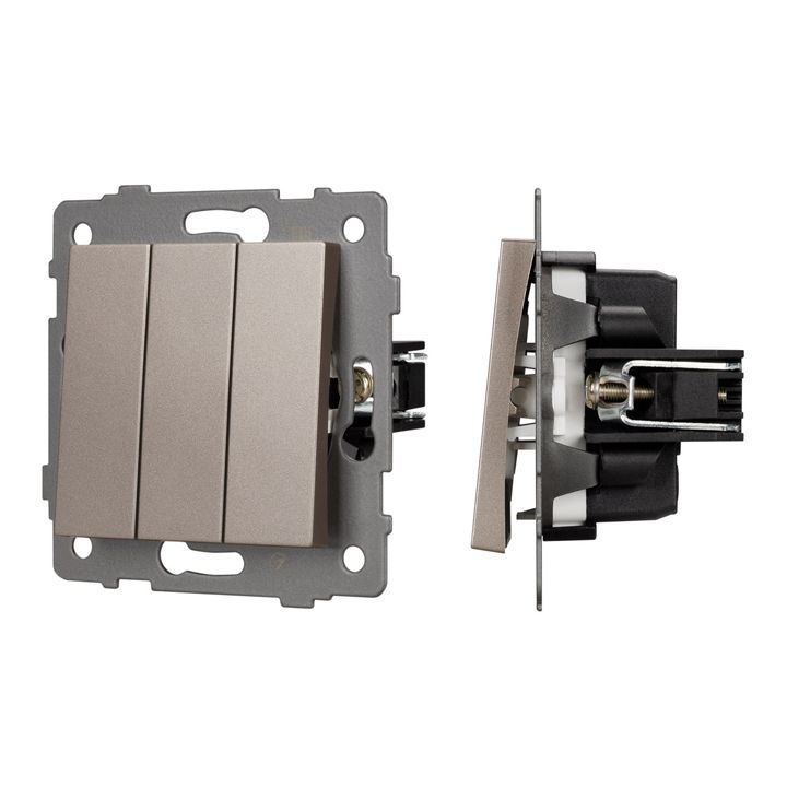 Механизм выключателя трехклавишный непроходной SWT-MK03-PL-GD-V (250V, 10A) Arlight 049899