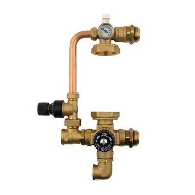 Насосно-смесительный узел STOUT - 1" (с термостатическим клапаном 30-60°C и байпасом, без насоса)