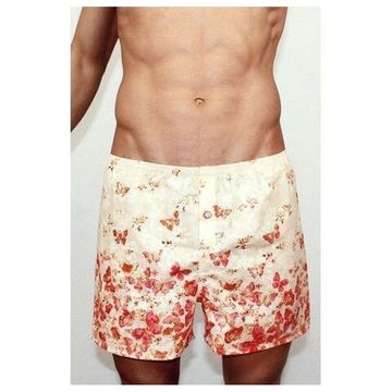 Мужские трусы-шорты бежевые с оранжевыми бабочками Romeo Rossi Shorts RR00301