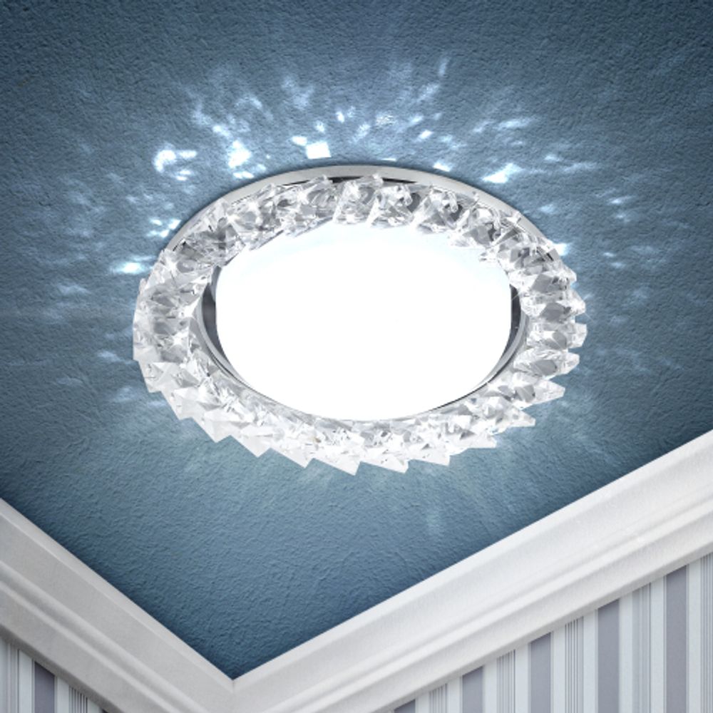 DK86 CH/WH Светильник ЭРА под лампу Gx53, 220V,13W, хром/прозрачный | Встраиваемые светильники Для ламп GX53