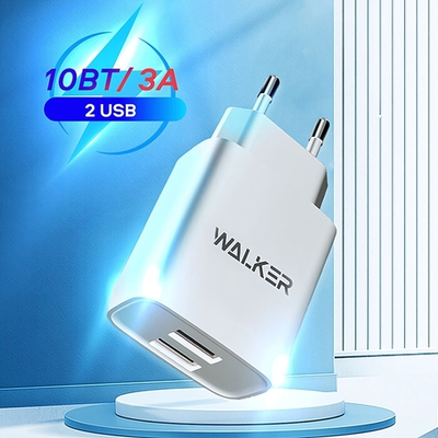 Зарядное устройство WALKER WH-31, 2.1А, 10,5Вт, USBx2 белый