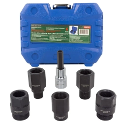 Набор резьбовых адаптеров для демонтажа форсунок 6пр.(М14х1.5, М17х1.0, М20х1.0, М25х1.0, М27х1.0, Н10 с отверстием), в кейсе RockForce##Rock FORCE RF-904G14