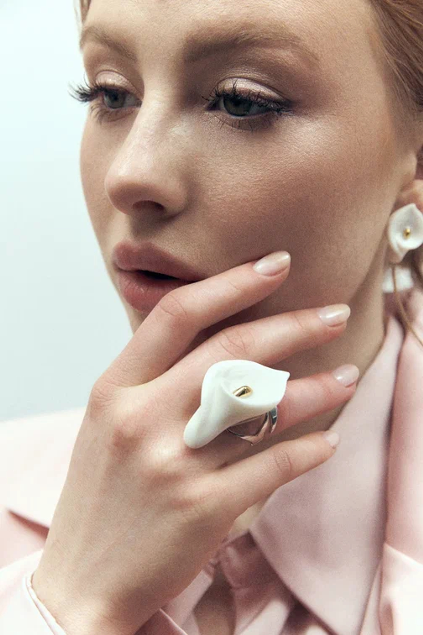 Кольцо Калла XL, белый фарфор