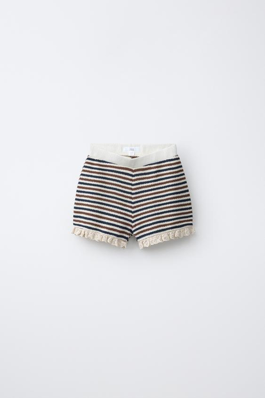 ZARA ТРИКОТАЖНЫЕ ШОРТЫ В ПОЛОСКУ, ПОЛОСКИ