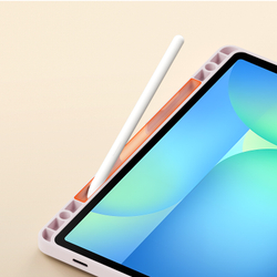 Чехол книжка розового цвета от Dux Ducis для Samsung Tab S10 FE, Tab S9 и Tab S9 FE, серия Vers Series Case, с магнитным держателем Pencil