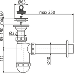 Сифон для умывальника ?40 с нержавеющей peшeткой ?63 Alca Plast A41