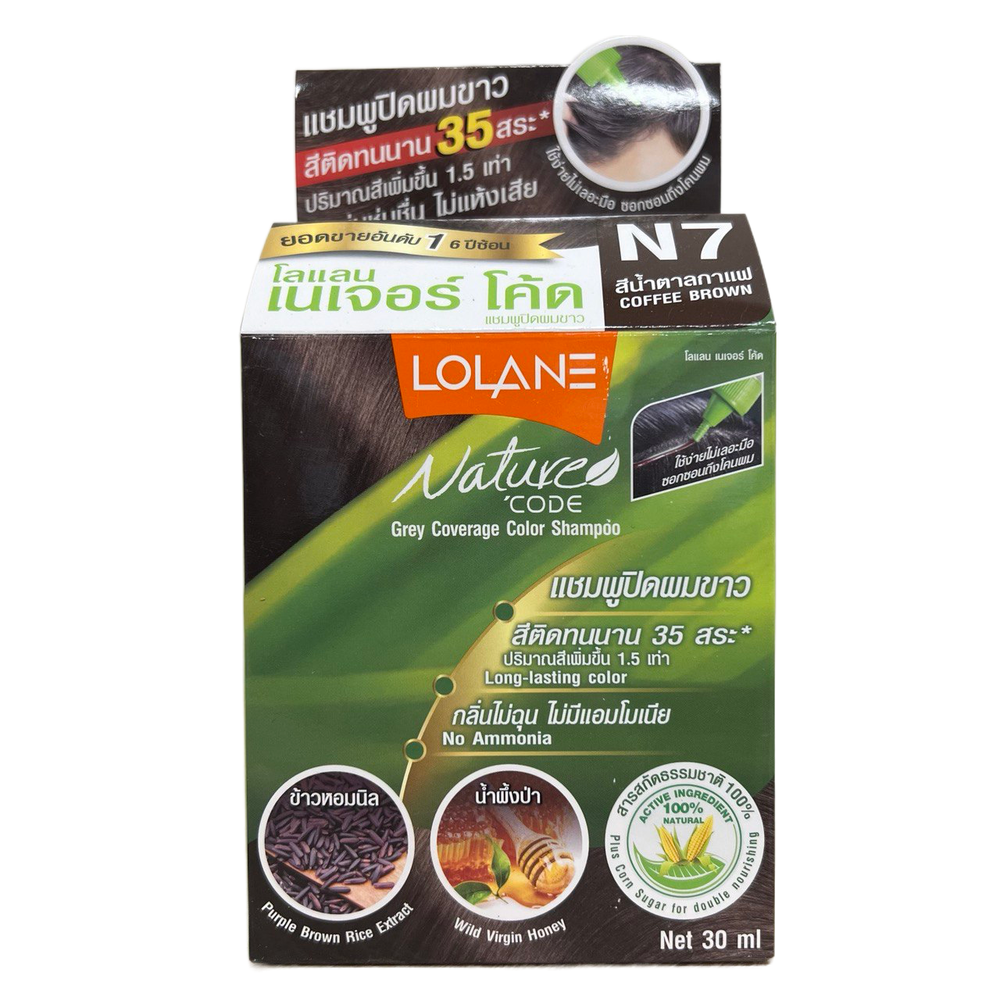 Шампунь оттеночный для волос Lolane Nature Code травяной №7 цвет кофейно-коричневый 30 мл + 10 г