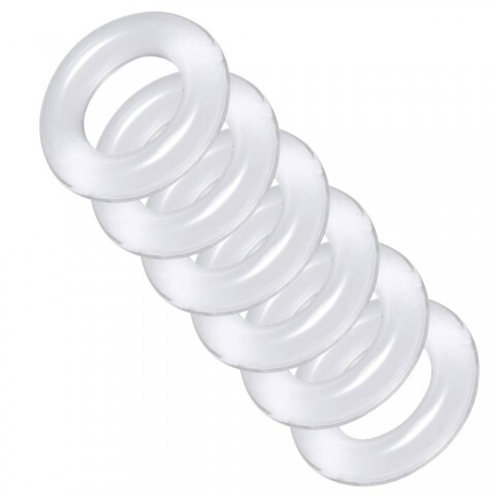 Комплект эрекционных колец для мошонки Master Series Ring Master Custom Ball Stretcher Kit, прозрачные, 6 шт