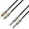 Adam Hall K3 TPC 0300 - кабель аудио 2 x RCA (M) - 2 x TRS (jack)6.3 mm mono (M), 2 x 0.22 мм2, 3 м,
