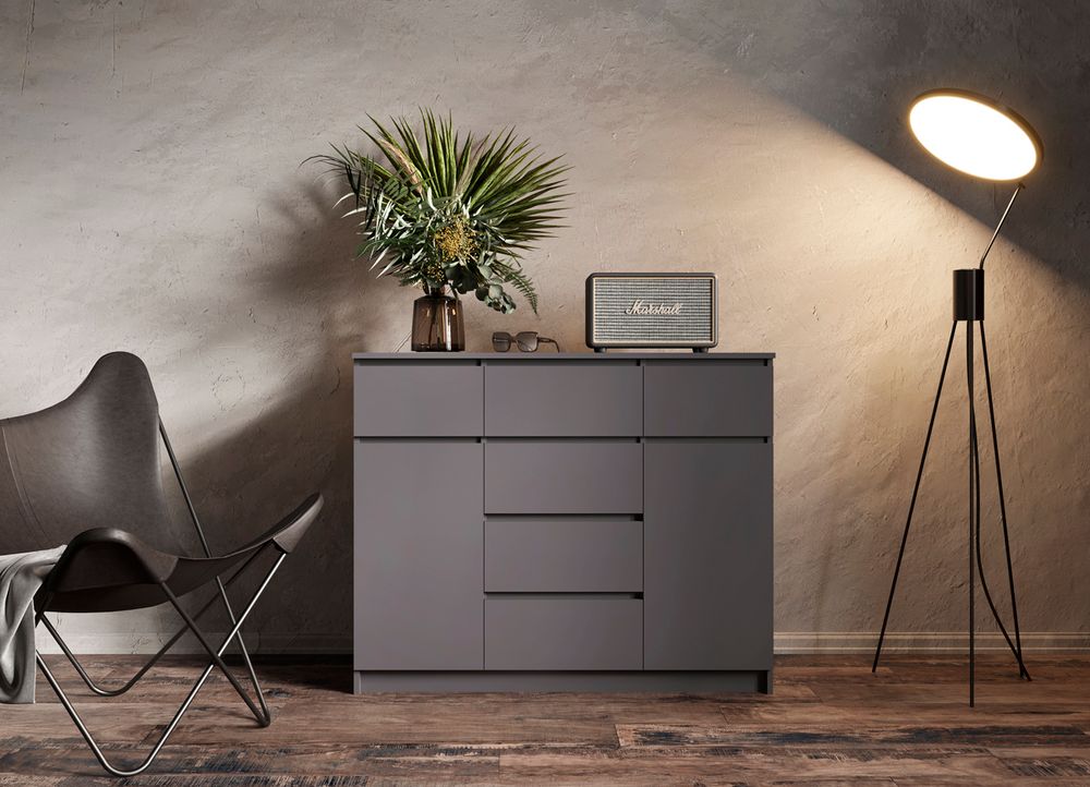 МС Мори Комод МК 1200.4 (NEW) Графит, ДСВ Мебель