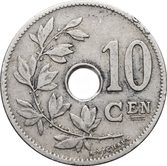 10 сантимов 1903 Бельгия (надпись на голландском - KONINKRIJK BELGIË)