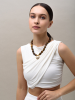 Колье "Crumpled Heart" Тигровый глаз Gold