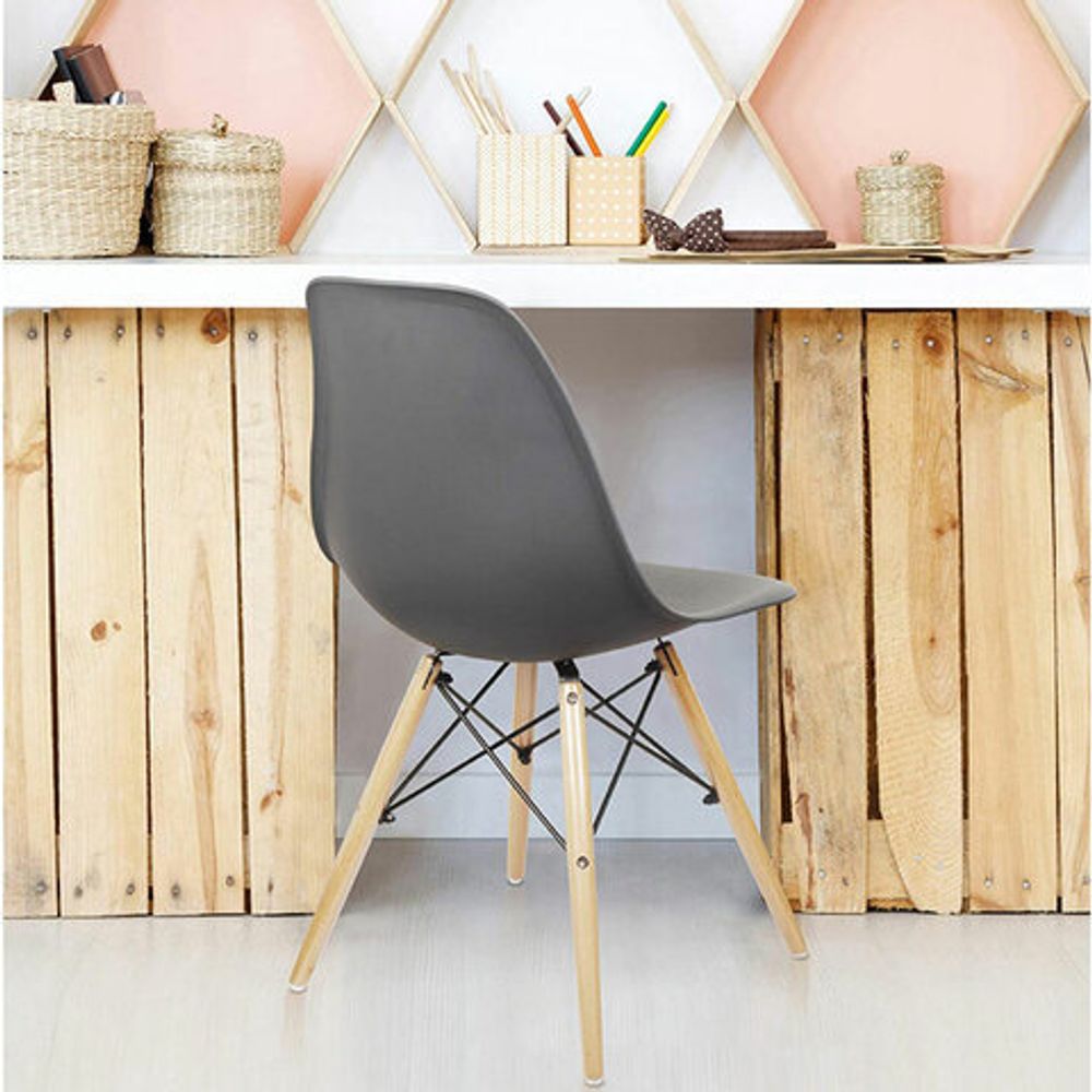 Стулья BRABIX "Eames CF-010", КОМПЛЕКТ 4 шт., пластик серый, опоры дерево/металл, 532632, 2033A