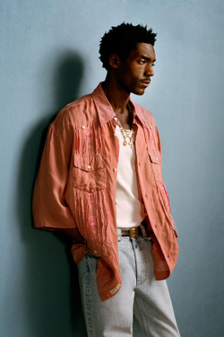 ZARA X WILLY CHAVARRIA РУБАШКА С ВЫШИВКОЙ ИЗ КУРО, РОЗОВЫЙ