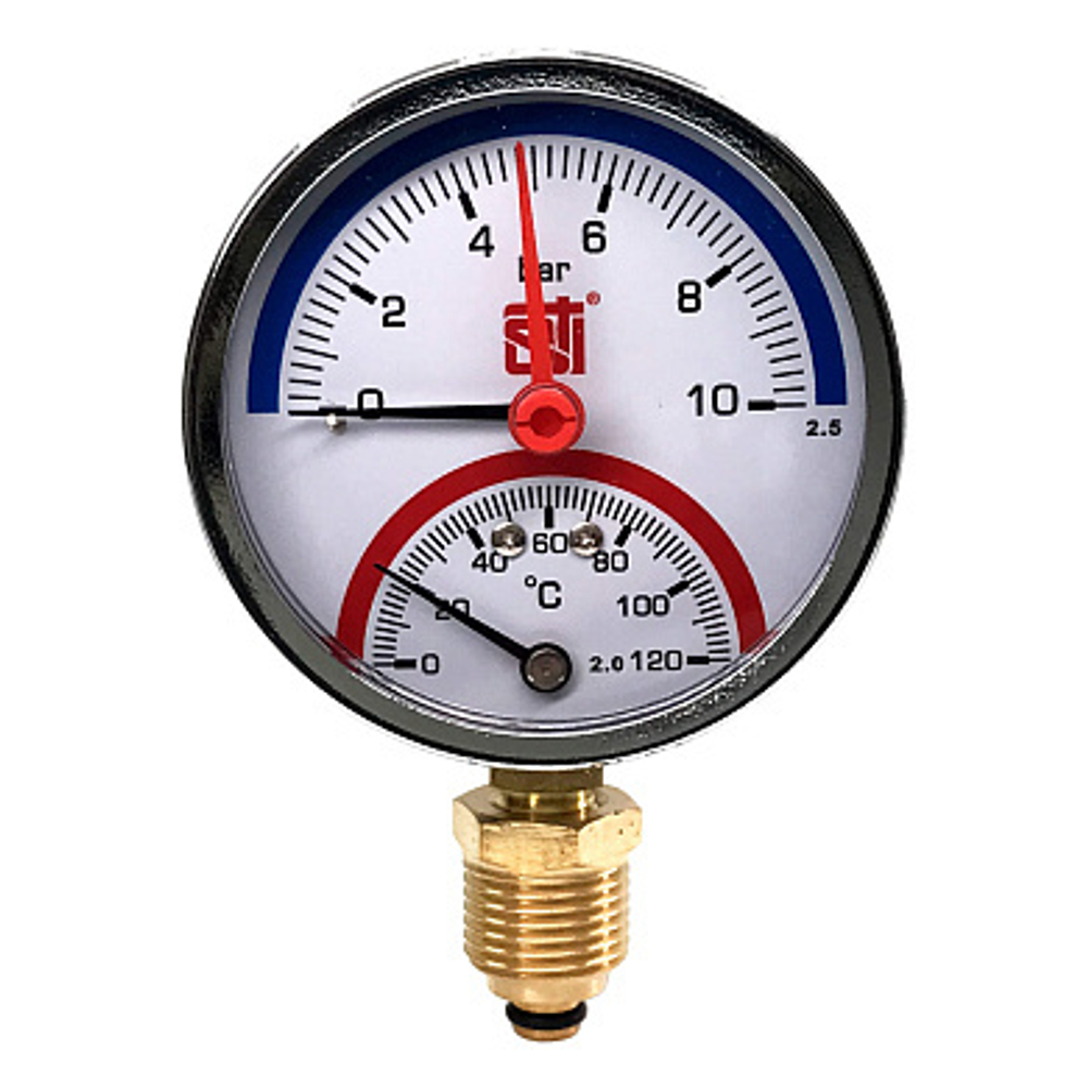 Термоманометр радиальный STI ∅80 120°C 10 bar УП (G½")