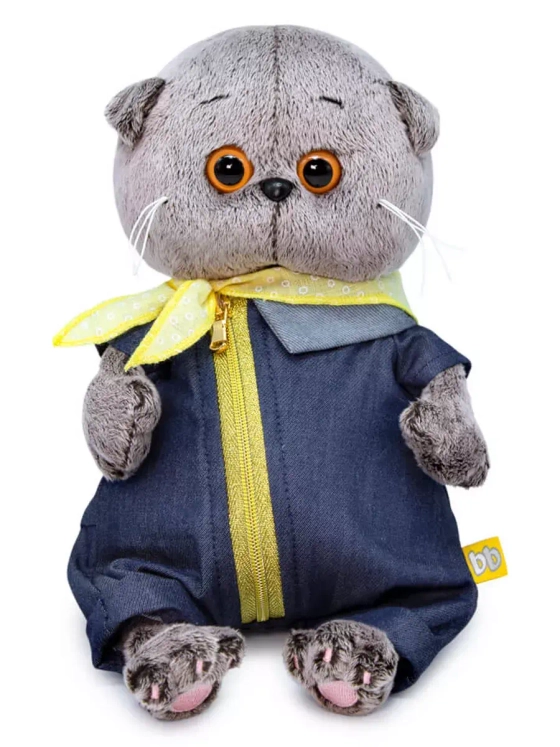 Кот Басик Беби в джинсовом комбинезоне 20 см BB-079