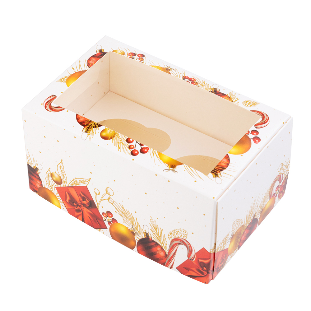 Коробка для 2 капкейков с окном (Подарочек) 16*10*8 см