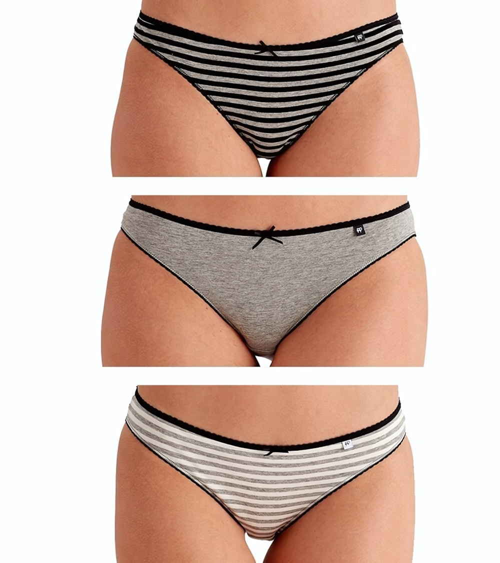 Набор из 3 трусиков-слипов Alice в серо-черной гамме (Размер: S) (Цвет: серый с чёрным)