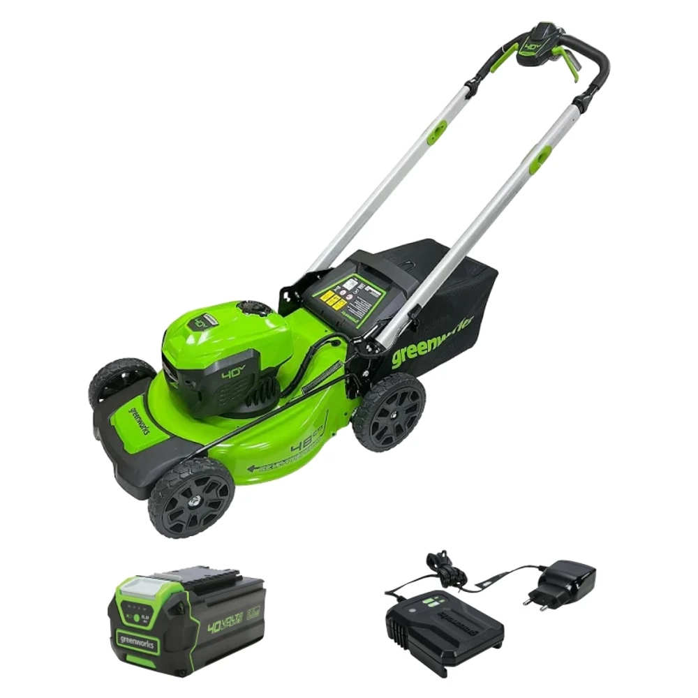Аккумуляторная газонокосилка Greenworks GD40LM48SPK5 40В (1 x 5 Ач, ЗУ) нож 48 см, 2517407UG