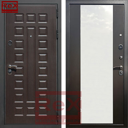 Входная металлическая дверь  с зеркалом RеX (РЕКС) Премиум 3К Венге (Гладиатор) / СБ-16 венге
