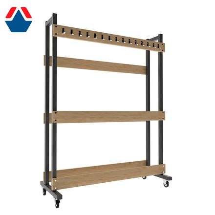 Стойка для лыж двухсторонняя на 30 пар, с крючками, на колесиках