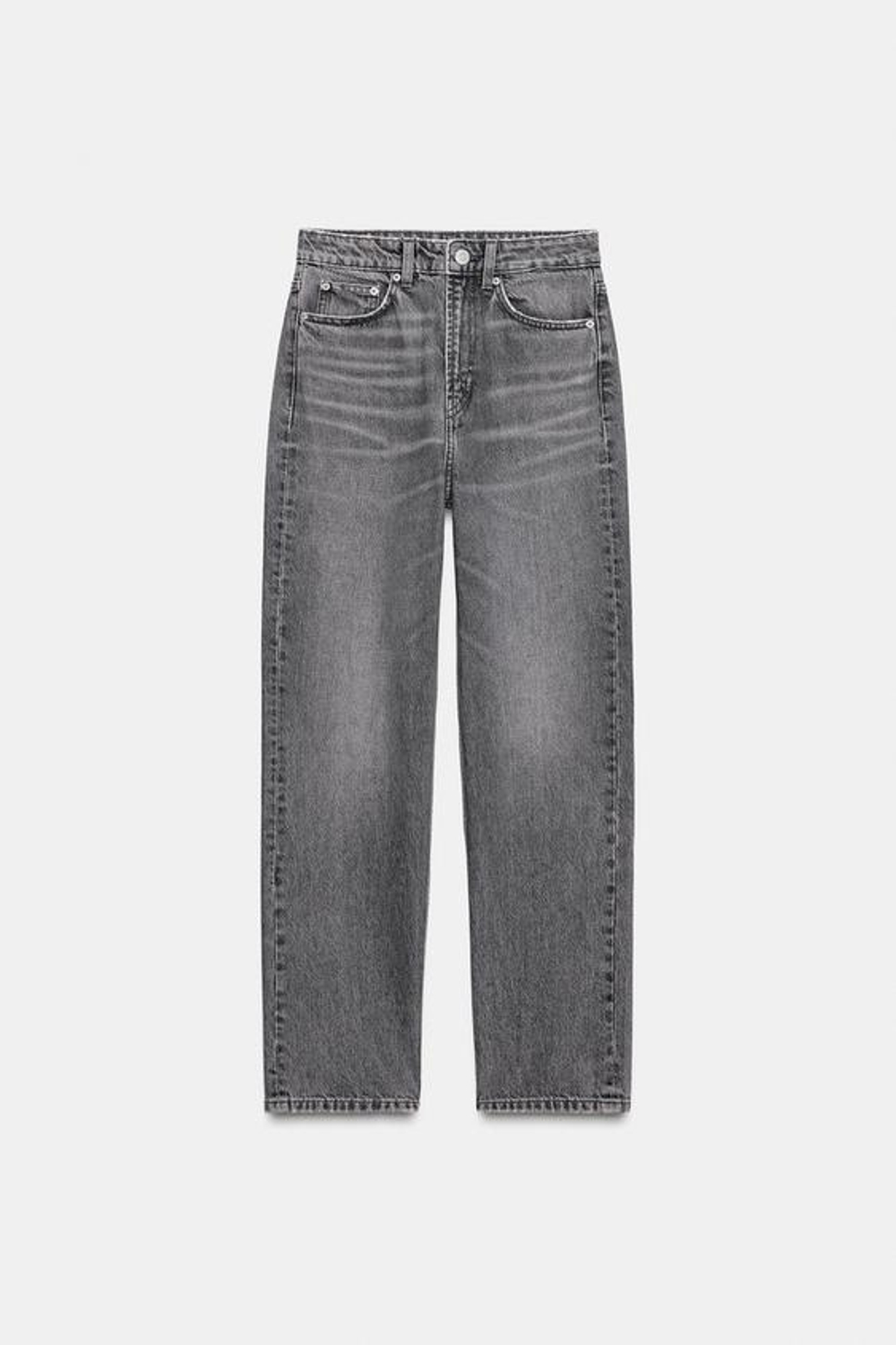 ZARA ДЖИНСЫ TRF MOM FIT С ВЫСОКОЙ ПОСАДКОЙ, АНТРАЦИТОВО-СЕРЫЙ