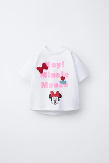 ZARA ФУТБОЛКА С БАНТАМИ КРЮЧКОМ И MINNIE MOUSE © DISNEY, БЕЛЫЙ