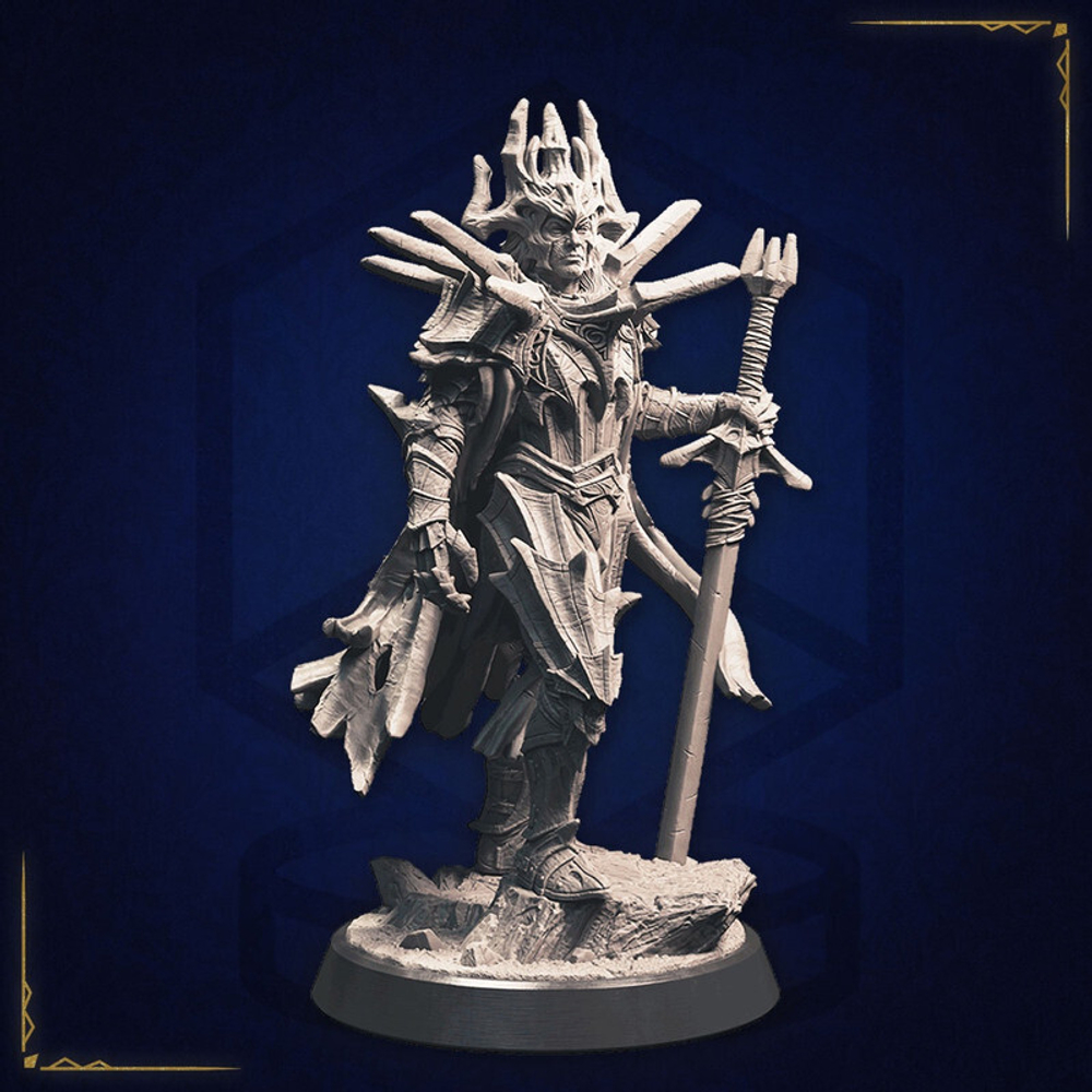 Воитель в каменной броне Эльф Воин Варвар Рыцарь миниатюра для dnd, днд, pathfinder, фентези, Настольная игра, НРИ, Варгейм, РПГ