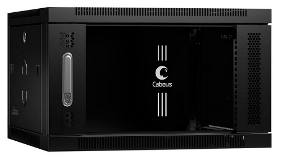 Шкаф настенный 19", 6U Cabeus SH-05F-6U60/35-BK