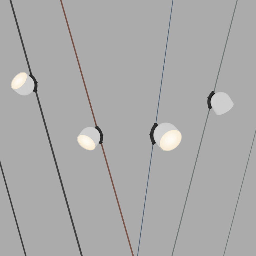 DK5543-WH+BK Поворотный светильник для трека-ремня Belty, серия Spot, со светодиодом, D100*H107мм, 48V DC, 12W, RA90, 120°, 3000K, IP20, белый с черным, алюминий