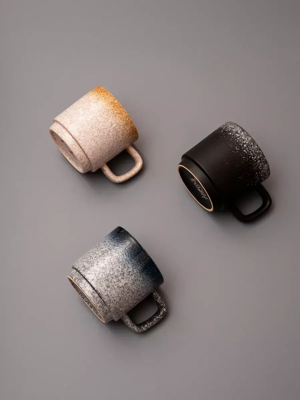 Набор 6 кружек синие с белым чашки фарфор 275 мл