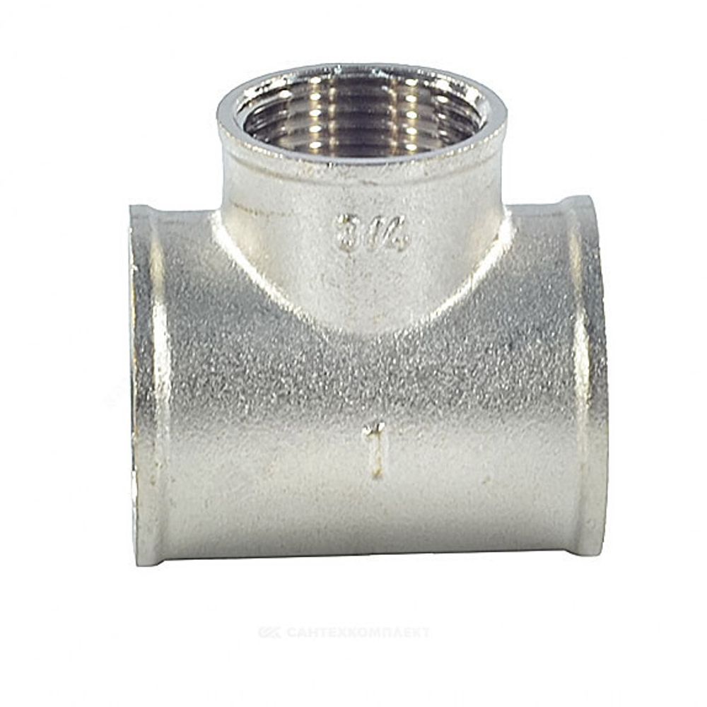 Тройник латунь никель переходной Ду 25х20х25 (1"х3/4"х1") ВР/ВР SantechSystems