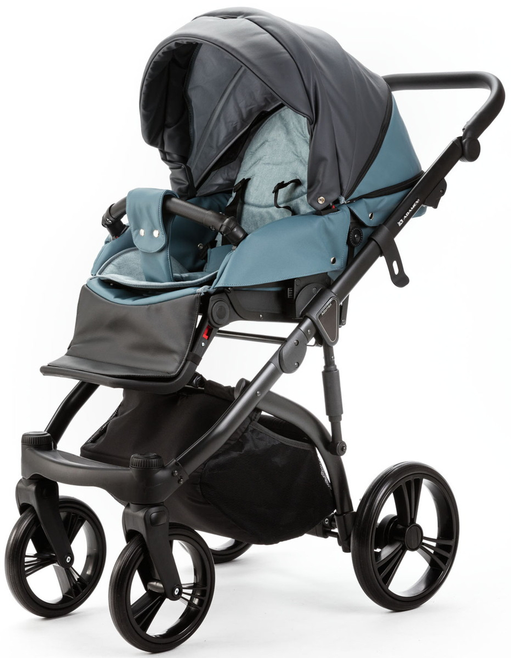 Детская коляска Adamex Lanti Deluxe 3 в 1 LN-SD42 (Т. СЕРАЯ. КОЖА + СЕРО-ГОЛУБ.КОЖА)