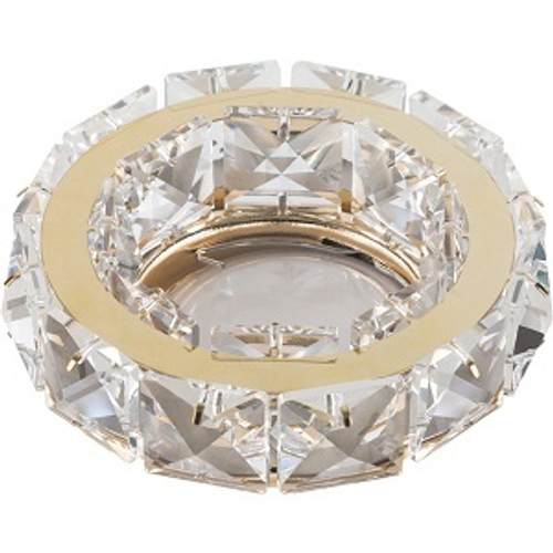 DLS-P111 GU5.3 GOLD/CLEAR Светильник декоративный встраиваемый ТМ Fametto, серия Peonia. Без лампы, цоколь GU5.3. Основание металл, цвет золото. О