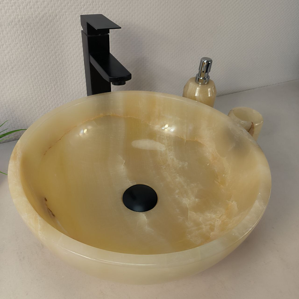 Раковина из оникса Bowl Yellow BO-66077 40*40*15 из натурального камня