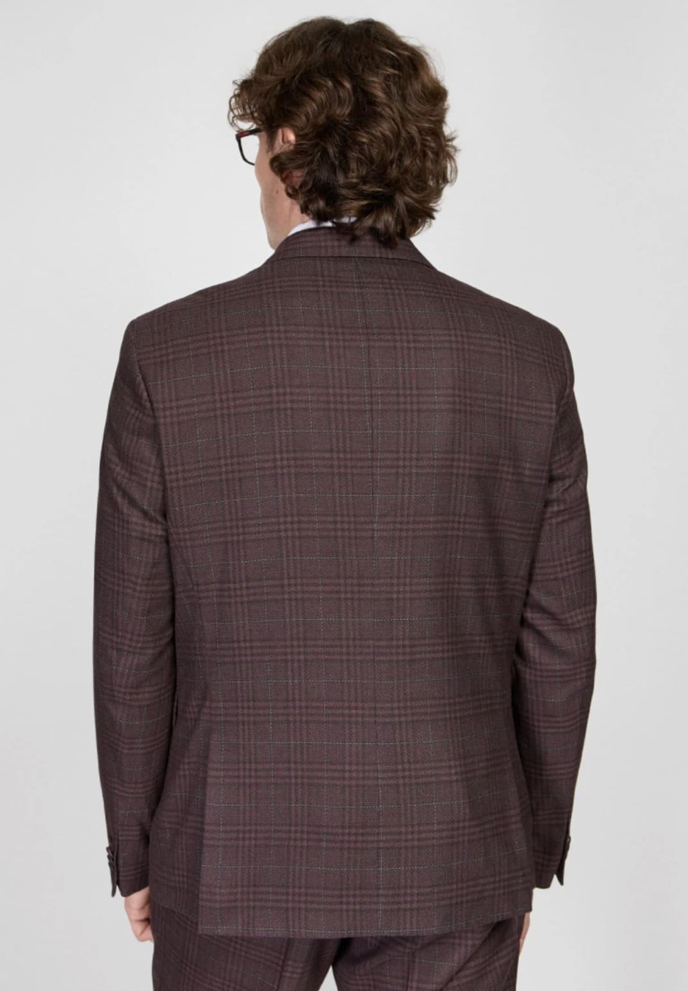 Мужской классический костюм в клетку (бордовый) В66