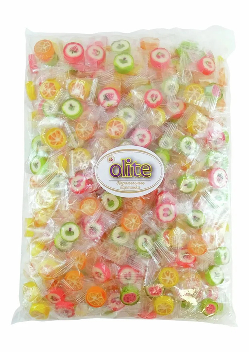 Леденцовая карамель Olite,Карамельные картинки с фруктовым вкусом микс,500гр*12шт
