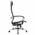 Кресло офисное МЕТТА "К-12", хром, ткань-сетка, сиденье и спинка регулируемые, черное