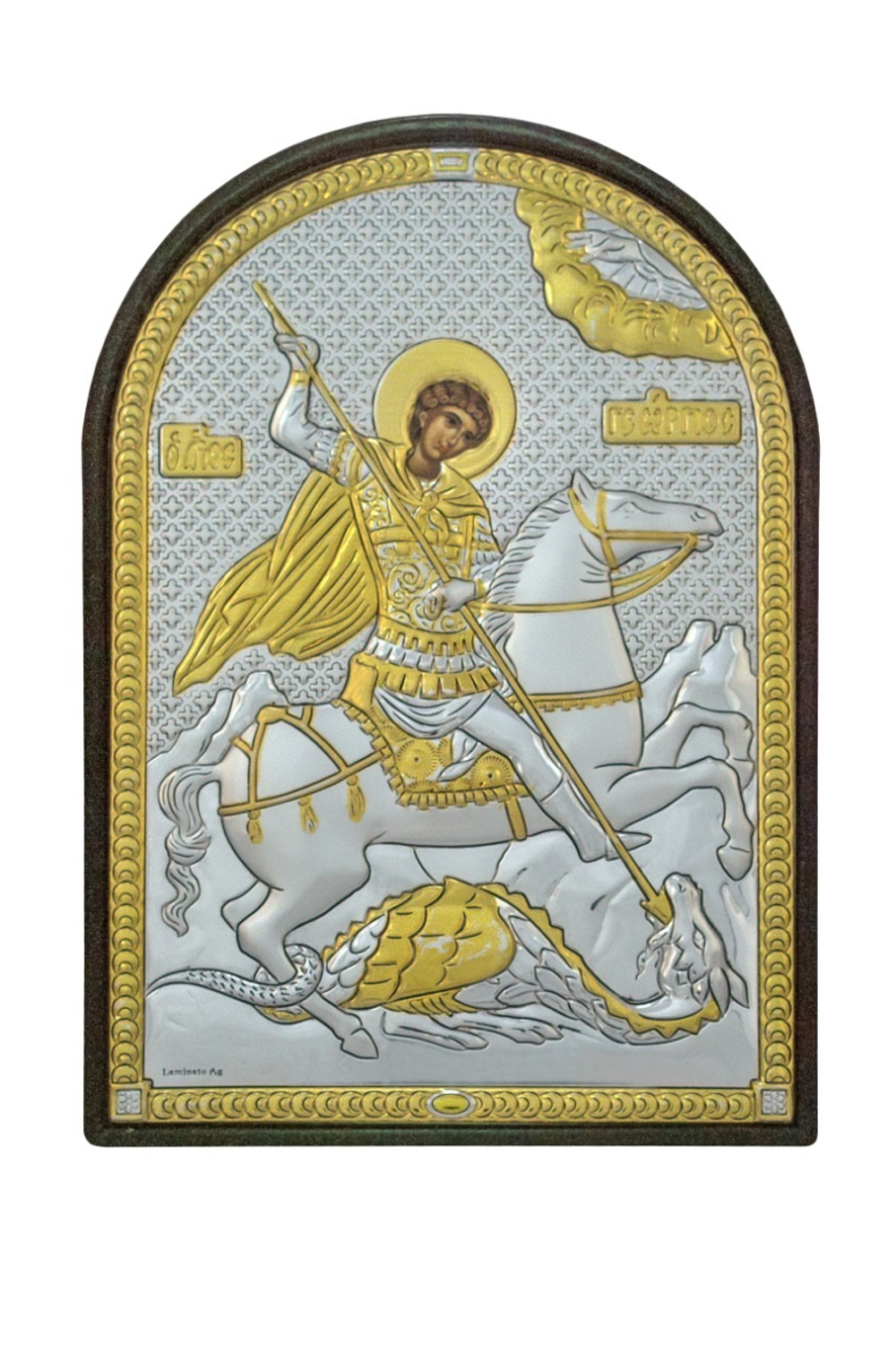 Георгий Победоносец, икона арочная, пластик 62x88