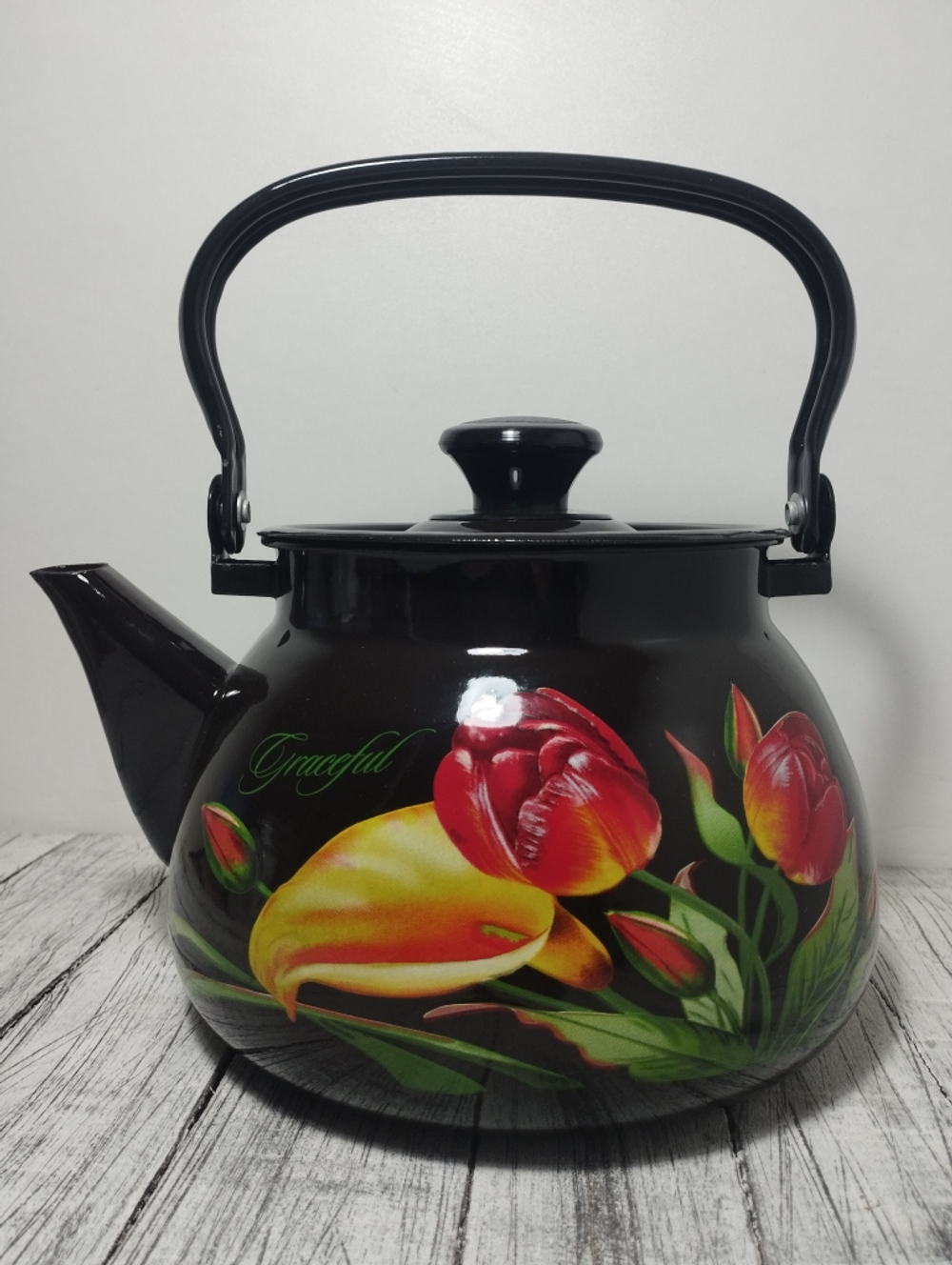 Чайник 3л сферич Коричневый Грациозный (Тюльпаны)  42104-122/6