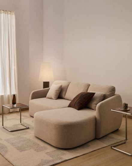 Трехместный диван-кровать Laira с правым шезлонгом из бежевого шенилла 246  см