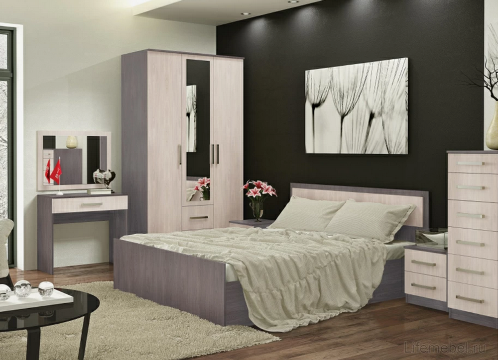 Кровать LIGHT Фиеста ясень темн/ясень св 1600 + настил