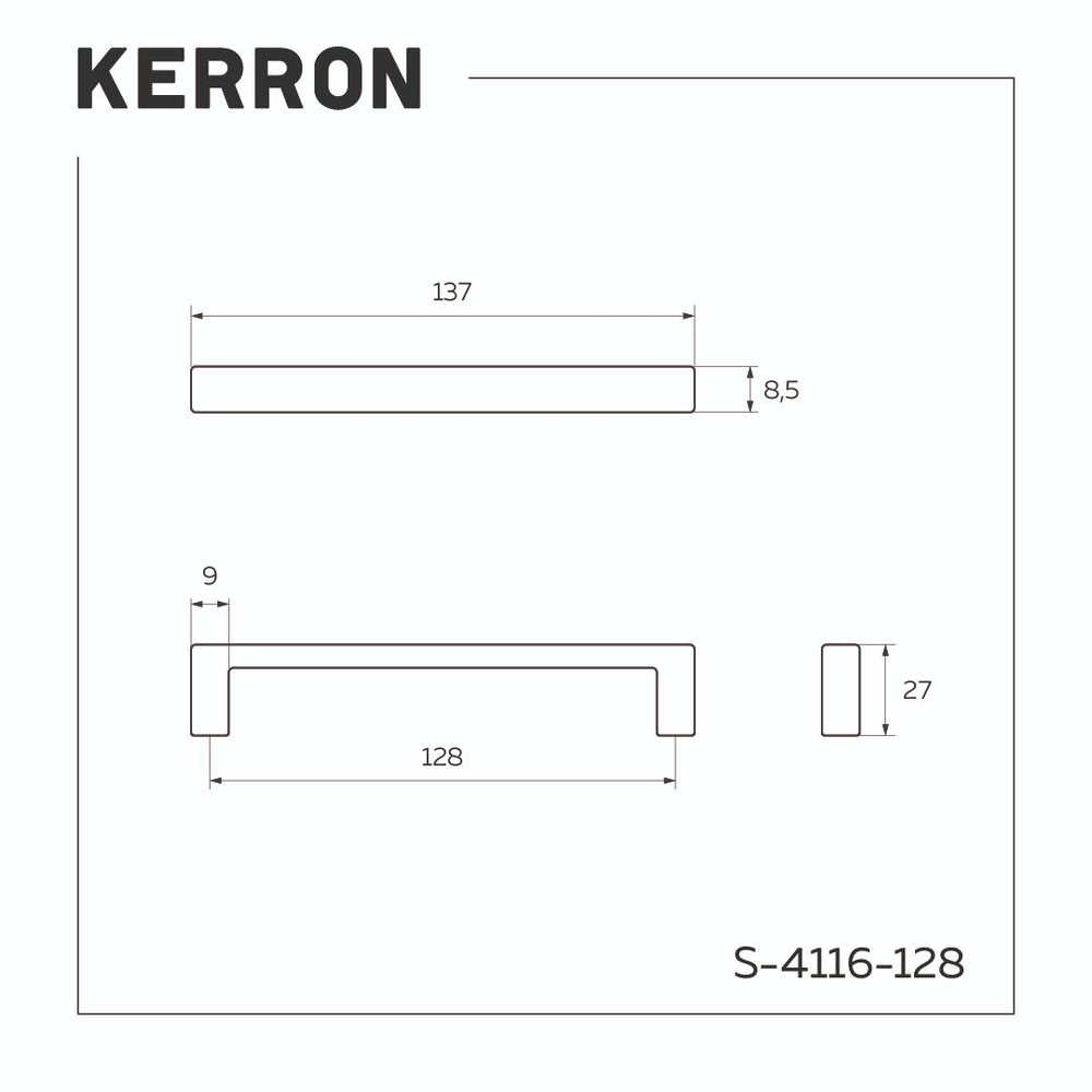 Ручка-скоба  128 мм, черная S-4116-128 BL